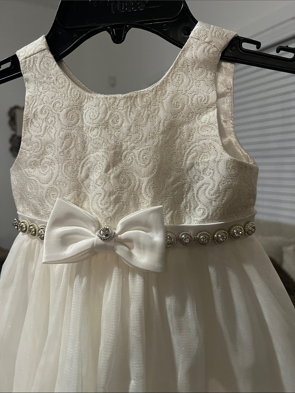 American Princess Ivory Embellished Tulle Bow Dress - Picture 2 of 8